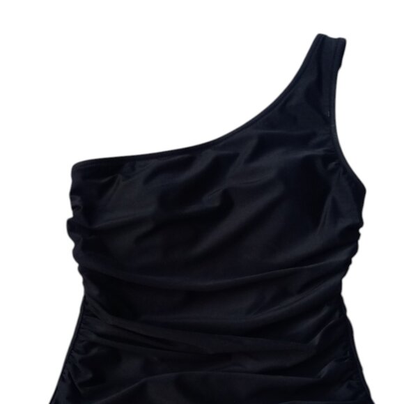 J Crew swimsuit black one shoulder ruched sz M NEW - Picture 5 of 12